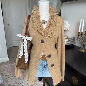 Tan Women's Cardigan Sweater